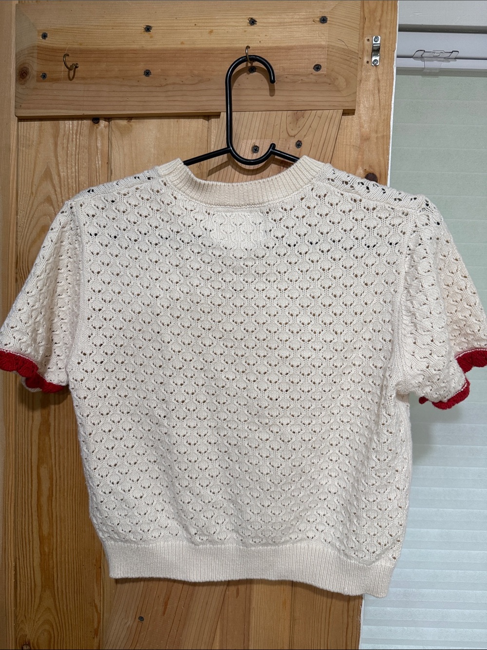 Zara Cream Knit Sweater Top with Red Cuff Detail - womens xs/kids 13-14 - Picture 2 of 3
